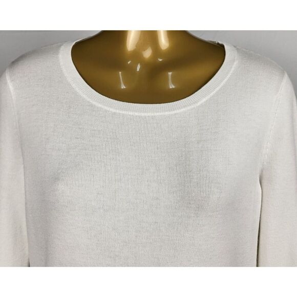 Club Monaco Medium White Sweater 5 layer Cuff Ruffles with Black Trim Feminine - Picture 5 of 8
